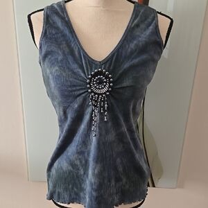 Vintage Suzie Blue Beaded Tank Top